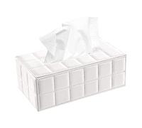 Portapañuelos de Papel Rectangular Caja de Servilletas PU Caja de Pañuelos de Papel para La Oficina en Casa Decoración de Coche Automotive Blanco