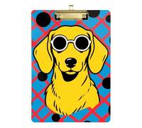 Portapapeles a la moda Golden Retriever azul y rojo con patrón a cuadros A4, resistente al agua, para mujeres legales, entrenadores de baloncesto, tamaño 9 x 12 pulgadas