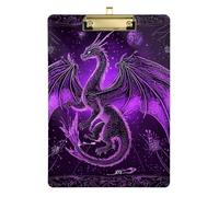Portapapeles A4 con diseño de dragón divino morado para enfermeras, portapapeles para escuela, plástico, para profesores, portapapeles tamaño 9 x 12 pulgadas