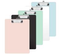 Portapapeles A4 con pinza, set de 5 carpeta con pinza en plástico y metal, portapapeles ligero para documentos y formularios