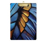 Portapapeles acrílico colorido con alas de mariposa para enfermeras y oficina, tablero de clip de plástico con clip de perfil bajo, gancho para colgar, tablero de escritura de PVC transparente, dorado