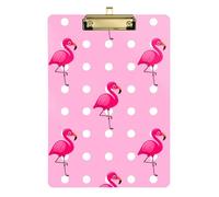 Portapapeles acrílico de 12 x 9 pulgadas, portapapeles personalizados para estudiantes, tablones de clip de flores, para mujeres, dibujo, oficina, escuela, accesorios, flamencos rosados, lunares