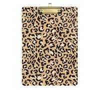 Portapapeles acrílico de 30,5 x 22,8 cm, personalizable, para estudiantes, con clip floral, para niños, clínica, enfermería, escuela, esenciales, negro, marrón, estampado de leopardo, plateado