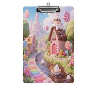 Portapapeles acrílico decorativo Candy Kingdom impreso con clip de metal de perfil bajo para oficina, escuela, profesores, estudiantes, tamaño carta estándar de 12.5 x 8.5 pulgadas