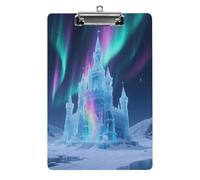 Portapapeles acrílico decorativo con diseño de castillo de hielo Aurora con clip de metal de perfil bajo para oficina, escuela, profesores, estudiantes, tamaño carta estándar de 12.5 x 8.5 pulgadas