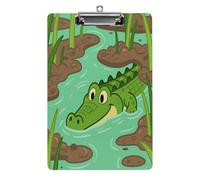 Portapapeles acrílico decorativo con diseño de cocodrilo que acecha con clip de metal de perfil bajo para oficina, escuela, profesores, estudiantes, tamaño carta estándar de 12.5 x 8.5 pulgadas