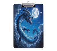 Portapapeles acrílico decorativo con diseño de dragón azul con clip de metal de perfil bajo para oficina, escuela, profesores, estudiantes, tamaño carta estándar de 12.5 x 8.5 pulgadas
