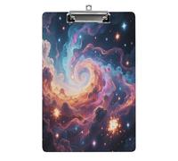 Portapapeles acrílico decorativo con diseño de nebulosa misteriosa con clip de metal de perfil bajo para oficina, escuela, profesores, estudiantes, tamaño carta estándar de 12.5 x 8.5 pulgadas