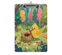 Portapapeles acrílico decorativo con diseño de pájaro construyendo un nido con clip de metal de perfil bajo para oficina, escuela, profesores, estudiantes, tamaño carta estándar de 12.5 x 8.5 pulgadas