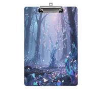 Portapapeles acrílico decorativo con diseño de tierra misteriosa con clip de metal de perfil bajo para oficina, escuela, profesores, estudiantes, tamaño carta estándar de 12.5 x 8.5 pulgadas