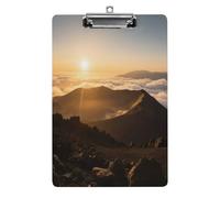 Portapapeles acrílico decorativo con diseño de volcán Haleakala con clip de metal de perfil bajo para oficina, escuela, profesores, estudiantes, tamaño carta estándar de 12.5 x 8.5 pulgadas