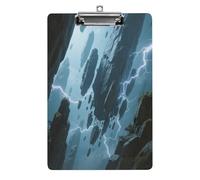 Portapapeles acrílico decorativo con estampado de bosque de piedra flotante con clip de metal de perfil bajo para oficina, escuela, profesores, estudiantes, tamaño carta estándar de 12.5 x 8.5