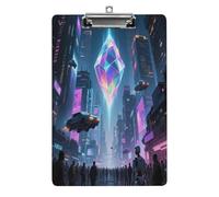 Portapapeles acrílico decorativo con estampado de cristal de energía misteriosa con clip de metal de perfil bajo para oficina, escuela, profesores, estudiantes, tamaño carta estándar de 12.5 x 8.5