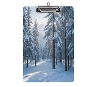Portapapeles acrílico decorativo impreso con escena de nieve con clip de metal de perfil bajo para oficina, escuela, profesores, estudiantes, tamaño carta estándar de 12.5 x 8.5 pulgadas