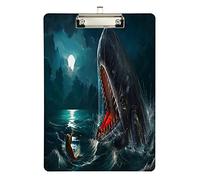 Portapapeles acrílico Jonás y la Ballena, tamaño carta A4, portapapeles estándar plateado, ideal para estudiantes, oficina, escuela y enfermeras, 31,7 x 21,6 cm