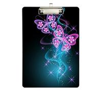 Portapapeles acrílico Magic Butterfly, tamaño carta A4, plateado, ideal para estudiantes, oficina, escuela y enfermeras, 31,7 x 21,5 cm.