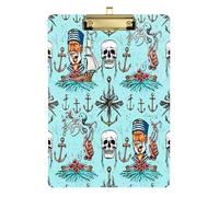 Portapapeles acrílico náutico vintage para enfermeras y oficina, tablero de clip de plástico con clip de perfil bajo, gancho para colgar, tablero de escritura de PVC transparente, dorado, 12.5 x 9