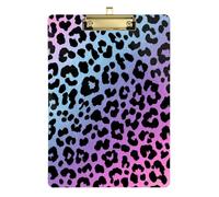 Portapapeles acrílicos, tamaño A4, 31,7 x 22,8 cm, transparente, con clip de perfil bajo, para médico, coaching, trading, quest, rosa, morado, leopardo