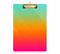 Portapapeles arcoíris colorido degradado de acrílico vívido para estudiantes, 12 x 9 pulgadas, portapapeles personalizados para mujeres y niños, suministros de flores, escuela, oficina, color dorado