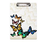 Portapapeles Britimes decorativo para oficina, escuela, enfermer a, madera dura, tama o carta A4, mariposas coloridas, 31,7 x 21,5 cm