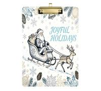 Portapapeles de enfermería transparente para enfermeras y profesores, tamaño A4, con texto en inglés "Merry Christmas", color gris, tamaño 9 x 12 pulgadas