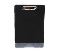 Portapapeles de gran capacidad con almacenamiento, portapapeles A4 con soporte para bolígrafos, caja de archivos de documentos, caja de almacenamiento de papel de prueba para oficina (negro)