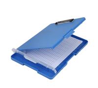 Portapapeles de gran capacidad con almacenamiento, portapapeles A4 con soporte para bolígrafos, caja de archivos de documentos, caja de almacenamiento de papel de prueba para oficina (azul)