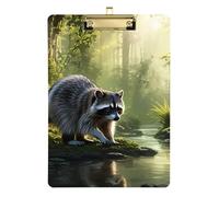 Portapapeles de mapache río verde bosque acrílico estudiante 12 x 9 pulgadas, portapapeles personalizados para mujeres y niños, tablas de clip de arte, oficina, enfermería, escuela, oro