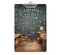 Portapapeles de matemáticas escolares para oficina, hogar, portapapeles acrílico A4 con agujeros para colgar de acero inoxidable, portapapeles duraderos para notas, exámenes, partituras de 12.5 x 8.5