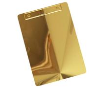 Portapapeles de metal de acero inoxidable inoxidable para oficinas, escuelas y negocios, escritura dorada