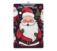 Portapapeles de Navidad de Papá Noel para oficina, hogar, portapapeles acrílico A4 con agujeros para colgar de acero inoxidable, portapapeles duraderos para notas, exámenes, partituras de 12.5 x 8.5
