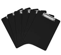 Portapapeles de Plástico con Pinza | Tableros Rígidos de Negros con Clip Metálico, Sujeta Papeles, Portablocks de Escritura en Acrílico, Sujeta hasta 100 Hojas A4, Tamaño 31.8 x 22.9 cm | Pack de 6