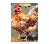 Portapapeles de plástico tamaño legal para gallinas al óleo A4, transparente para tareas, pediátrico, dorado, 22,8 x 30,5 cm