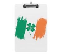 Portapapeles de tamaño A4 con diseño de bandera de Irlanda vintage con trébol de la suerte, divertido, estético, trabajo, estudio, carta, tablero de clip estándar de 12,5 × 8,5 pulgadas, tablero dur