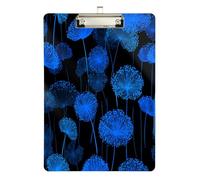 Portapapeles horizontal gótico de diente de león eléctrico azul negro para aula de 5º grado, esenciales para profesores, tamaño 9 x 12.5 pulgadas, tabla para escribir con clip