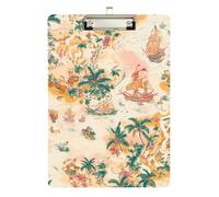 Portapapeles impermeable con clip de perfil bajo estándar A4, tamaño carta, tablero duro de oficina, 12.5 pulgadas de largo x 9 pulgadas de ancho, mapa del tesoro del juego