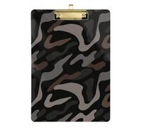 Portapapeles plano de camuflaje negro A4, impermeable, para tareas, pediátrico, dorado, 9 x 12 pulgadas
