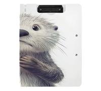Portapapeles plegable A4 con carpeta, clips dobles horizontales y verticales, tablero de clip de lactancia con cubierta, divertido tristeza de nutria marina