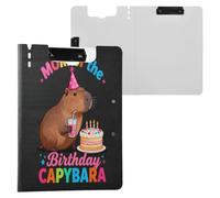 Portapapeles plegable con almacenamiento de dibujos animados Capybaras Happy Birthday A4 Clipfolio doble clip soporte para bolígrafo de lactancia con cubierta