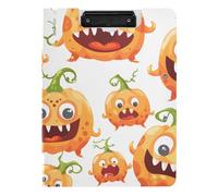 Portapapeles plegable con dibujos animados de monstruos de calabaza, tamaño A4, portapapeles dobles, portapapeles para oficina, con tapa dura