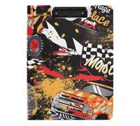 Portapapeles plegable con diseño de graffiti Street Racing Car Cartoon A4, dos clips de metal, soporte para bolígrafos, clip de lactancia con cubierta