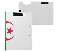 Portapapeles plegable con espacio de almacenamiento para pueblos, República Democrática, bandera de Argelia, tamaño A4, clips dobles, soporte para bolígrafos, tablero de clip de oficina con cubierta