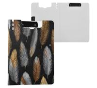 Portapapeles plegable con plumas doradas y plateadas, tamaño A4, horizontal, vertical, doble clip, tablero escolar con tapa dura