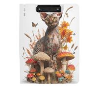 Portapapeles plegable Cornish Rex Cat 3D A4, portapapeles horizontales y verticales, doble clip, tablero de oficina con tapa