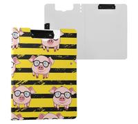 Portapapeles plegable Weamless Cute Little Pig con almacenamiento de doble clip, soporte para bolígrafo con cubierta, portapapeles, carpeta, accesorios de hospital