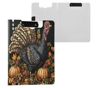 Portapapeles plegado negro, pavo, calabaza, Acción de Gracias, tamaño A4, dos clips de metal, soporte para bolígrafos, tablero escolar con cubierta
