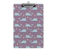 Portapapeles tamaño A4 con diseño de ballenas durmiendo, luna, estrellas, buenas noches, divertido, estético, trabajo, estudio, carta, tablero de clip estándar de 12,5 × 8,5 pulgadas, tablero duro p