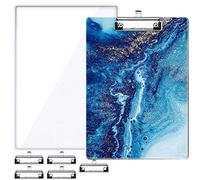 Portapapeles tamaño carta A4, resina epoxi, moldes de silicona suave + 5 clips de acero inoxidable de perfil bajo, agujero retráctil para colgar, bloc de escritura, tablero de dibujo, soporte de