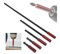 Portapuntas de 5 Piezas Magnético, Especificaciones Completas, Incluye Prolongador de Puntas de 50/60/100/150/300mm, Robusto y Duradero, para Taladros y Atornilladores (Rojo)