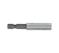 Portapuntas magnético cromado 1/4"x60mm, ideal para fijar puntas en herramientas y facilitar trabajos de perforación y atornillado.